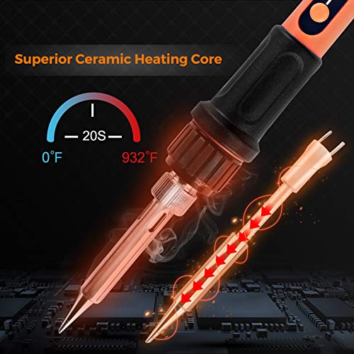 Soldering Iron Kit, 100W Lcd Digital Soldering Gun, Portable Solder Iron With Adjustable Temperature Controlled And Fast Heating Ceramic Thermostatic Design, On/Off Switch, 9Pcs Soldering Kit #TOP1