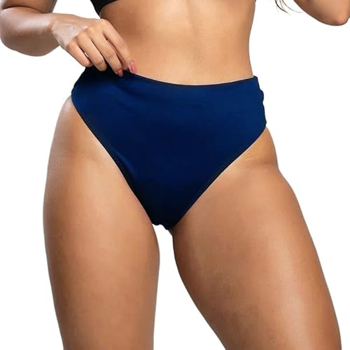 Calcinha Cintura Alta Larga Biquíni Praia Tamanho Grande (48, Azul)