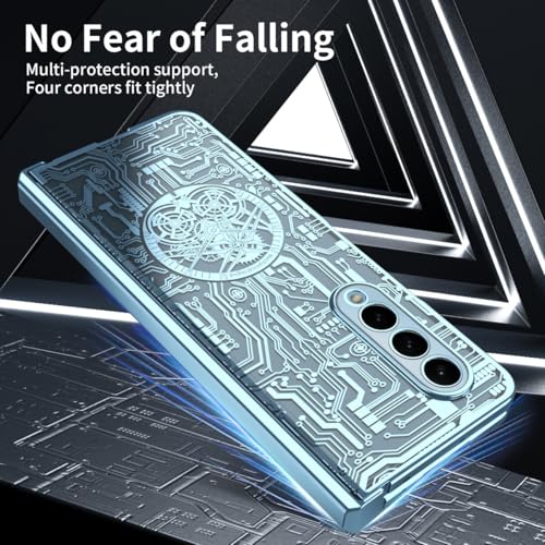 Coque Galaxy Z Fold 3 bleu avec charnière et protection d'objectif en polycarbonate - 7