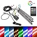 XT AUTO 4Pcs Car LED Neon Undercar Glow Lights Underglow Atmosphere Decorative Bar Lights kit Strip RGB Multicolor Neon Underbody 8 Color with Sound Active and Wireless Remote