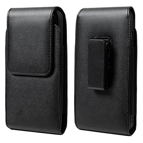 PU Leather Swivel Belt Clip Holster for iPhone 13 12 11 Pro Max, Large Phone Pouch Rotating Clip Case Holder for Samsung Galaxy S22 Ultra S21 FE S22+ Note 20 10, A53 A52 A32 4G A11, Nord N200, Pixel 6 Cover