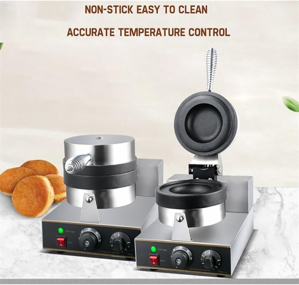 Máquina Comercial para Hacer Hamburguesas y gofres, eléctrica y Antiadherente, con Control de Temperatura de 50 a 300 ℃, Temporizador de 5 Minutos, diámetro del círculo Interior: 1,