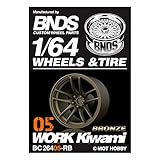 BNDS 1/64 Scale ABS Wheels Rubber Tires with Axles Plastict Material (4pcs/1 Kit) Modified Detail Up Parts for 1:64 Diecast Model Cars (BC26405, Bronze)