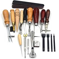 Leather Craft Sewing Kit, 19 Stück / Set Leather Craft Punch Tools Leder Tool Kit Lederarbeitswerkzeuge und Zubehör Leathercraft Stitching Carving Repair ToolsLederschnitz-Sets