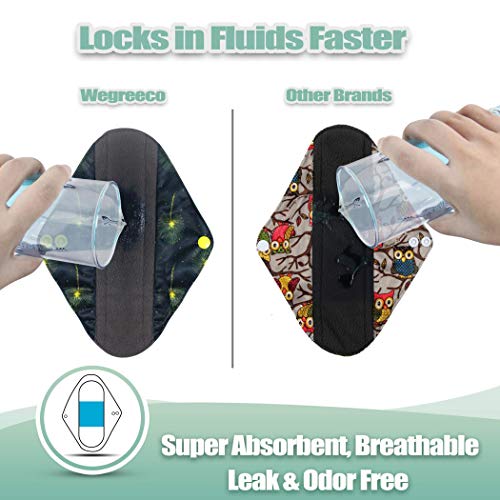 Image of wegreeco Reusable Menstrual Pads - Reusable Sanitary Pads | Reusable Panty Liners | Soft Cloth Menstrual - 6 Pack with 1 Cloth Mini Wet Bag (Medium, Dandelion