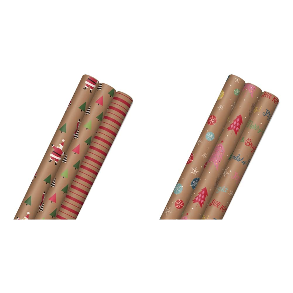 Hallmark Recyclable Christmas Wrapping Paper(3 Rolls 90 sq. ft. ttl