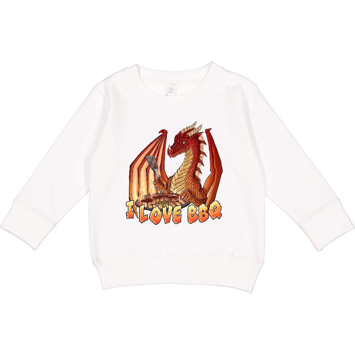 inktastic I Love BBQ- Dragon with Barbecue Grill Toddler Sweatshirt 3T White 44211