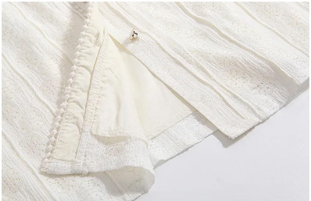 Koronkowa bluzka vintage koszula długi bufiasty rękaw stójka solidna bluzka damska top koszula