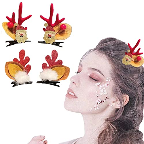 Cute Christmas Hair Clip，Cute Christmas Reindeer Antler Hair Clips, Party Decoration, Role Play, Ladies Girls Headdress Dress Up Antler Hair Clips
