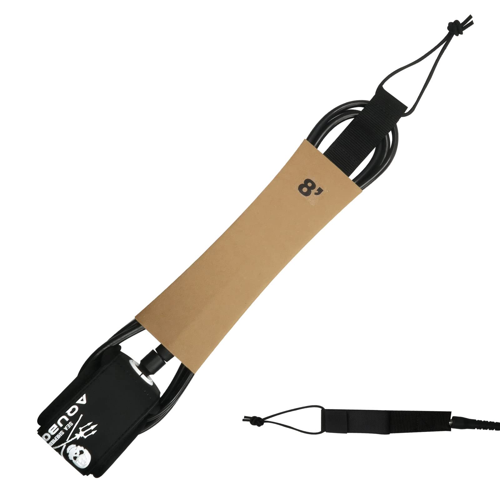 Correa de Tabla de Surf, Cuerda de Pierna Sup de 6/7/8 pies, Correa de Tobillo Ajustable 7 mm, Correa de Surf Recta con Bolsillo para Llaves para shortboard, Skimboard, Longboard