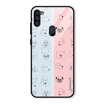 Dog Cat and Cow Glass Back Case for Galaxy M11