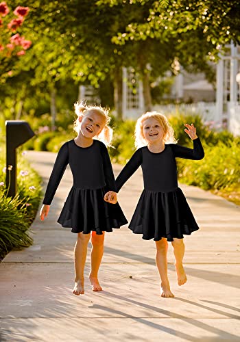 DANSHOW Girls’ Ballet Dance Leotards with Flutter Sleeve Petal Skirt and Bowknot Back3