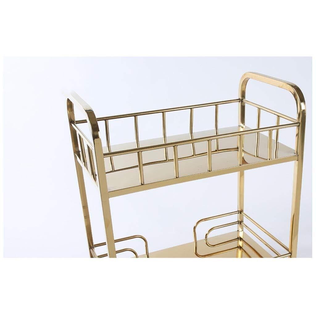 Carrello di Servizio in Acciaio Inossidabile e Titanio, Carrello da tè, Carrello da Dessert per Hotel, scaffale Mobile, Carrello da Cucina e per Servizi di Bellezza,