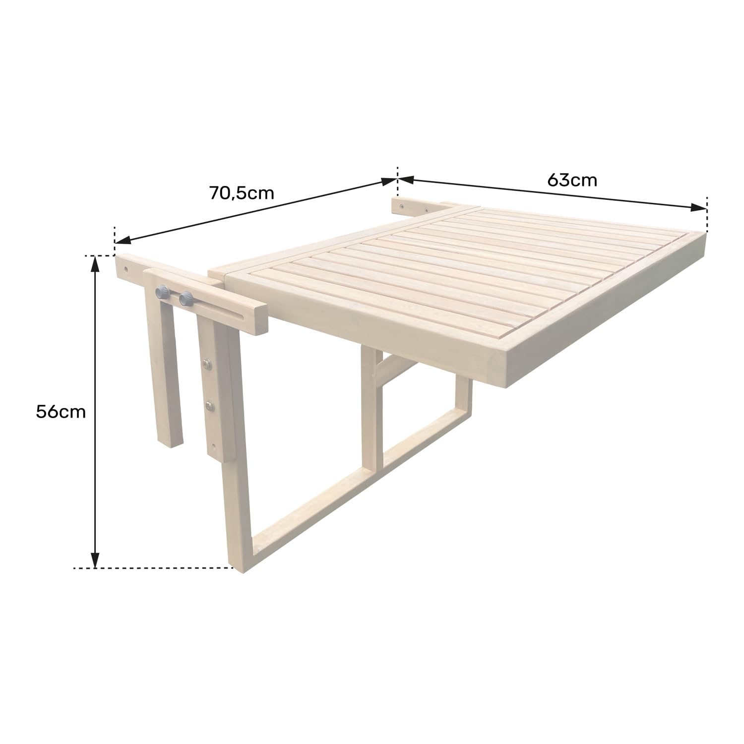 Happy Garden Mesa de balcón Plegable de Acacia SUMBA Diseño Rectangular, Capacidad para 2 Personas, Regulable en Altura, Resistente a los Rayos UV para un Uso Duradero