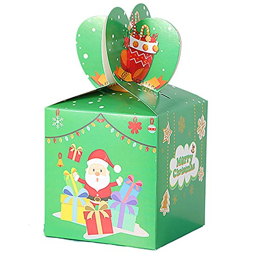 Originaltree 20Pcs Gift Packaging Bag Merry Christmas Paper Candy Cookie Box Carrier for Party Decor Green