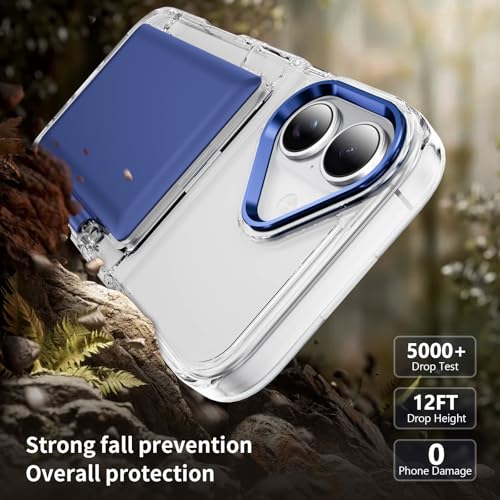 Coque iPhone 17 double fente carte de crédit rigide PC souple TPU bleu JF