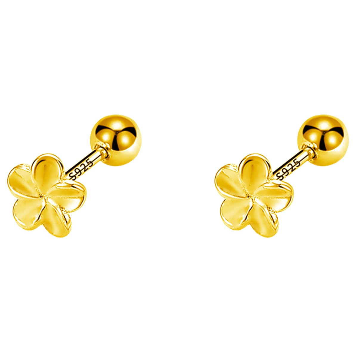 20G Tiny Cute Flower Earrings for Women 925 Sterling Silver Small Ball Screw Back Stud Cartilage Tragus Post Minimalist Floral Dainty Birthday Jewelry