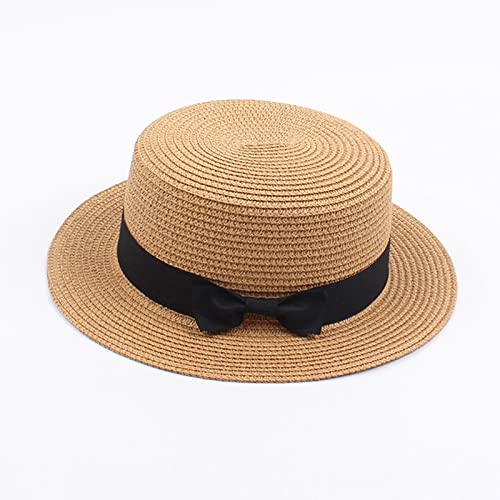 Sun Hat for Girls Boys Bowknot Straw Hat for Kids Wide Brim Boater Hat Foldable Flat Top Beach Hats UV Protection2