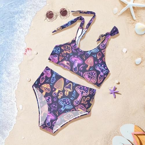 Girls' Bikini Set, Bright Mushrooms Kids Swimsuit 2 Pcs Beach Bathing Suit4