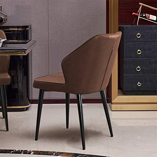 CLIPOP Dining Chairs Set of 2 Retro Brown Faux Leather Upholstered Kitchen Chairs with Backrests and Metal Legs, Lounge Leisure Chairs for Living Room Kitchen Office