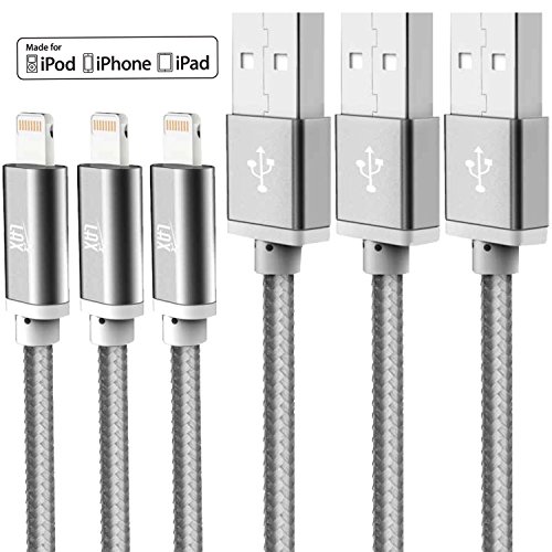 Lax Gadgets Iphone Lightning Cable - [Mfi Certified] Durable Braided Apple Charging Usb Cord For Iphone 11/11 Pro / 11 Pro Max/Xs/Xs Max/X / 8/8 Plus, Ipad Pro/Ipod & More [3-Pack, 10-Ft] #TOP4