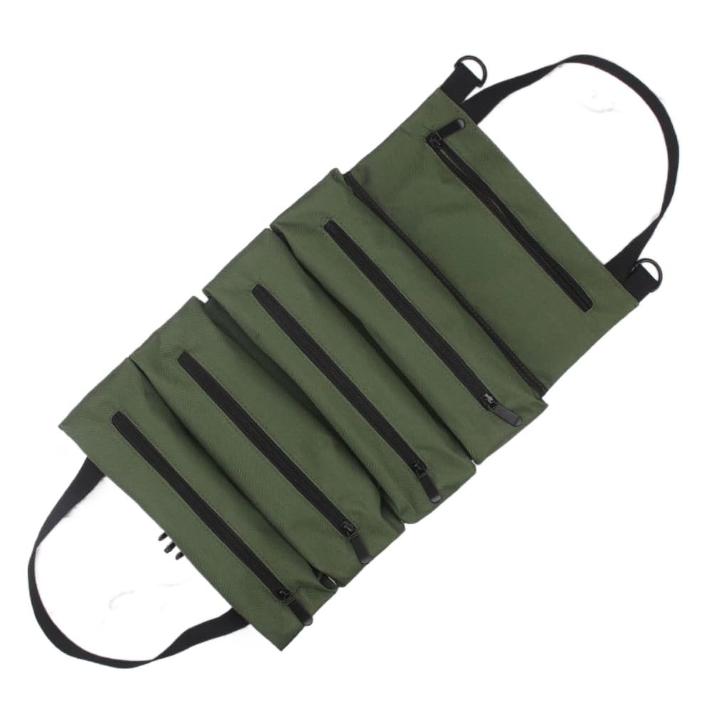 Ssdh Green Roll Up Pouch Wrench Roll Up Bag Multi-Purpose Canvas Tool Organizer (Green)