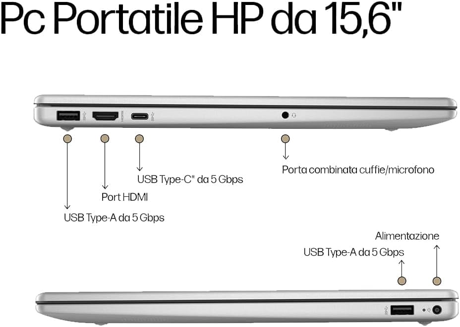 Image of HP 250 G10, Laptop Notebook, Intel Core i7 1355u,13Th, 10Core, Ram 32Gb, SSD 512Gb, 15.6 inch IPS FHD, Wi-Fi 6, HD Webcam, Backlit Keyboard, Fingerprint, Win 11Pro, Italy Warranty