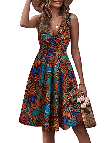 Image of GUBERRY Womens Wrap V Neck Sleeveless Sundress Summer Flare Tank Dress with Pockets