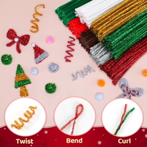 Image of Praisebank Christmas Pipe Cleaners for Crafts, 200pcs, Chenille Stems for DIY Projecets, Arts & Crafts Supplies for Festival Party Decorations