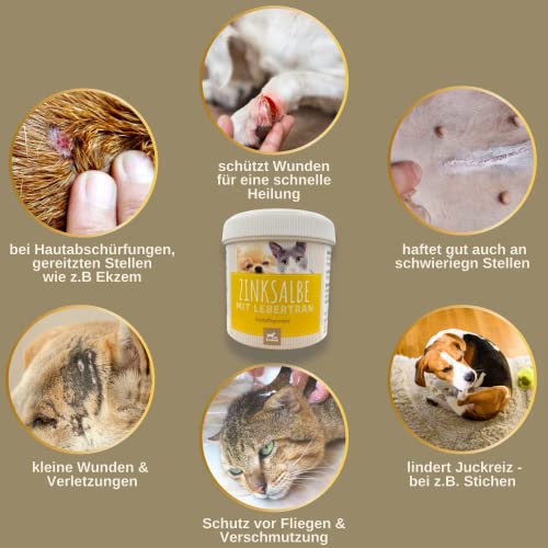 EMMA Lebertran-Zinksalbe für Hund, Katze & Pferd 250 ml – Zinkcreme bei Wunder Haut, Juckreiz & Mauke – wasserfeste Wund- & Pfotensalbe zur Hautpflege bei Ekzem & Liegeschwielen