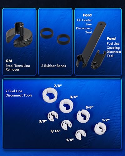 Image of Orion Motor Tech Master Quick Disconnect Tool Set, 25pc Line Disconnect Tool Kit for A /C Fuel & Transmission Systems, Fuel Line Disconnect Tools for Mechanics Compatible with Ford Chevy GM More, Blue