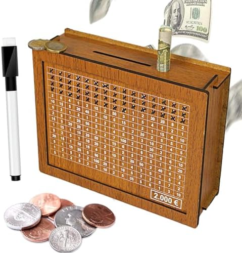 Salvadanaio Contasoldi In Legno Con Obiettivo - Salvadanaio Risparmio 10000€, Riutilizzabile - Foto 2