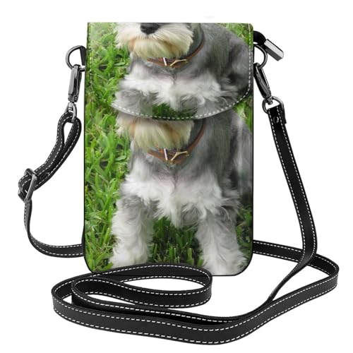 Petits sacs bandoulière Schnauzer nain, finition cuir PU et rangement cartes chic