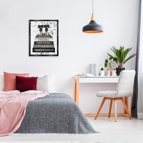 Image of Stupell Industries 'Glam Fashion Books & Heels'| Floating Frame Canvas Art | Stupell Industries | Black, 25 x 31 Inches, Easy to Hang and Sturdy, Made in USA, by Amanda Greenwood