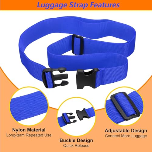 Image of Ultra Long Heavy Duty Luggage Straps for Suitcases Uprights Duffels Bags, 79 inch Adjustable Travel Packing Belts for Cargo Safety, Sturdy Baggage Strap Belts
