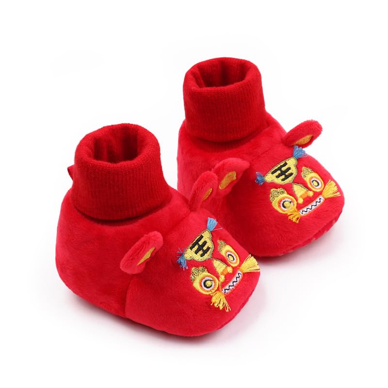 Newborn Baby Red Booties Non-Slip Sole for Toddler Boys Girls Cozy Socks Shoes