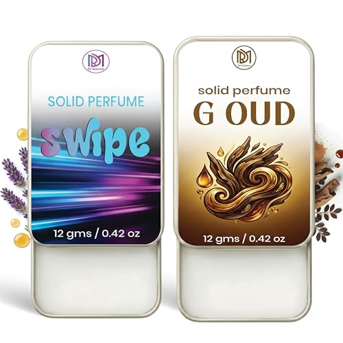 Image of Dr.Mashur Solid Perfume |G oud&Swipe Alcohol Free Wax Perfume Balm, Long Lasting | Pocket Tin 12g, Pack Of 2| Non Greasy Smooth Glide, Travel Friendly Men And Women