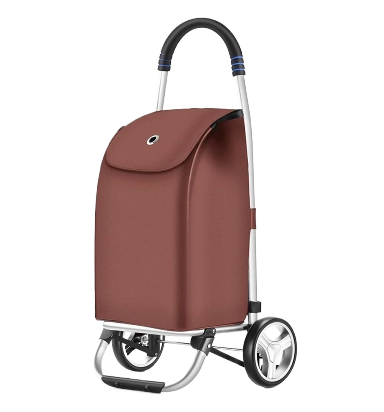 SBZIOJHDR foldable shopping trolley， Folding Shopping Trolley with Removable Oxford Cloth Bag for Laundry Grocery(Brown,2 wheels)