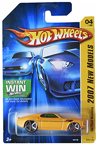 Hot Wheels '69 Ford Mustang 1:64 amarillo miniatura 1