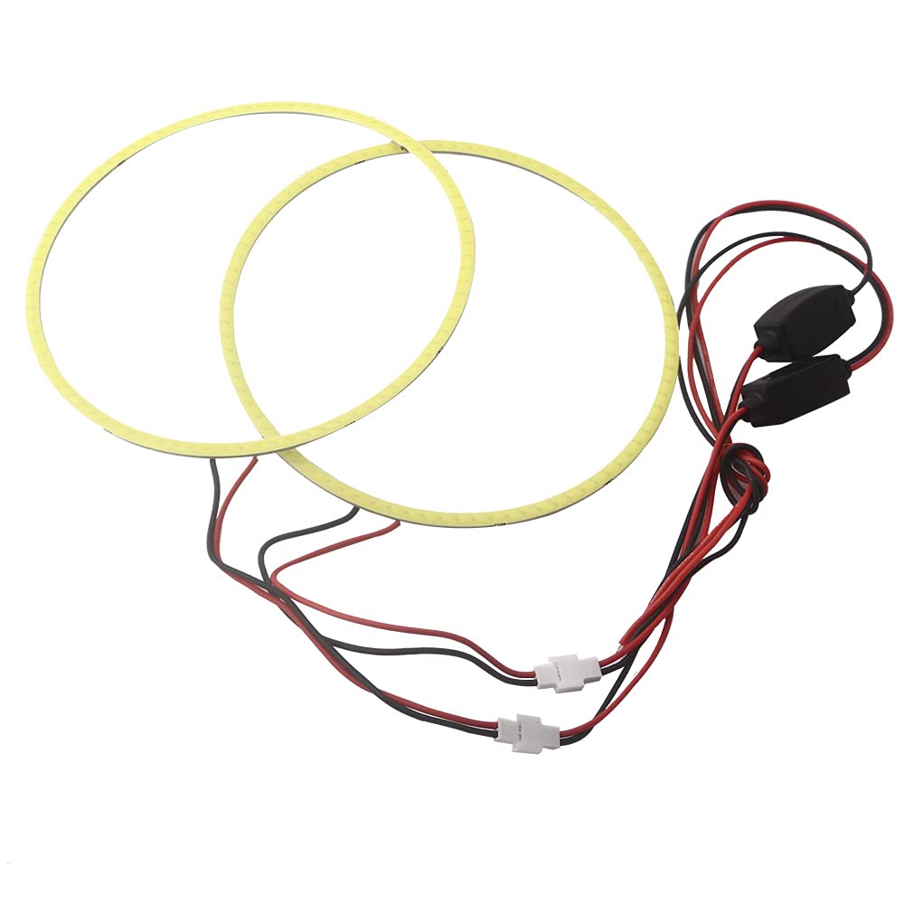 Keenso 1 Pair Car White LED Angel Eyes, LED Headlight Halo Rings COB