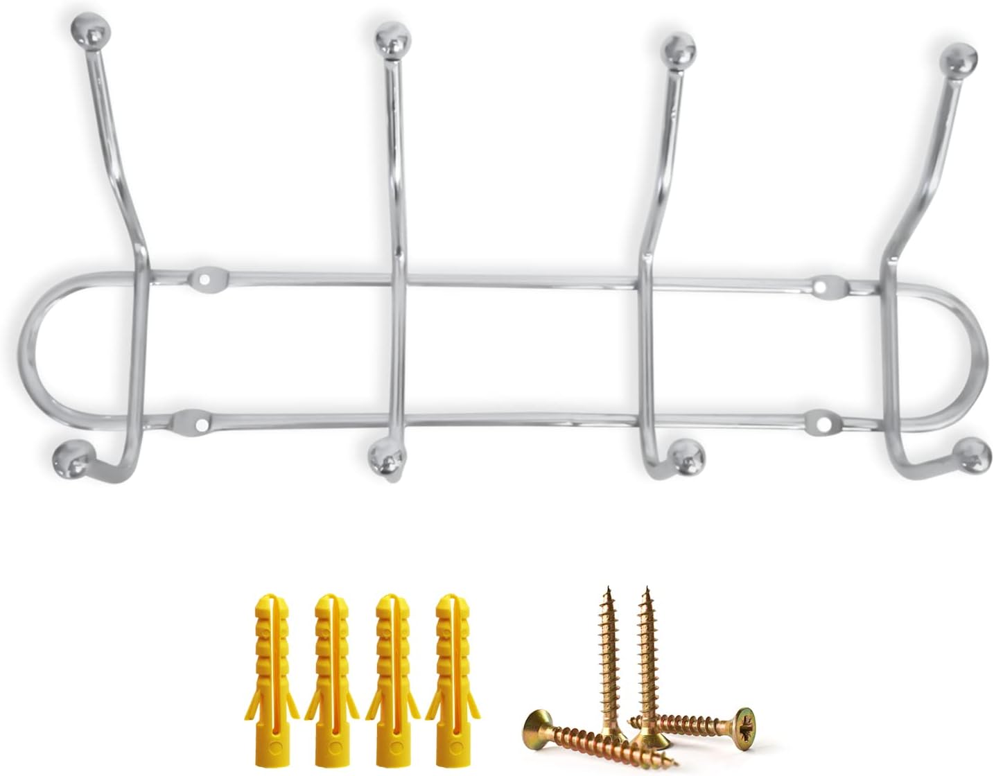 Perchero pared acero inoxidable. Perchero con 8 ganchos para colgar ropa. Percheros pared con tornillos y tacos para habitación, recibidor, baño y cocina.