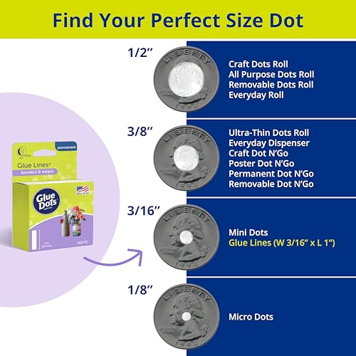 Image of Glue Dots Double Sided Adhesive Permanent Glue Lines, 1'', Clear, Roll of 200