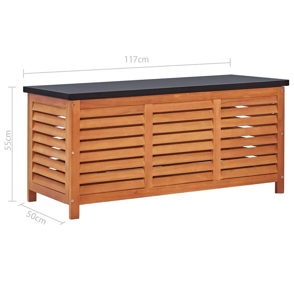 Festnight Gartenbox 117x50x55 cm Eukalyptus Massivholz Kissenbox Sitzbank Auflagenbox Gartenbank Bank Gartentruhe Kissentruhe Aufbewahrungsbox Witterungsbeständig