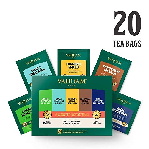 Vahdam, Himalayan Green Tea Leaves (3.53Oz) + Detox Tea Sampler 5 Teas - Tea Variety Pack, 100% Natural | Powerful Anti-Oxidants | Detox & Cleanse | Value Pack | Makes 70 Cups #TOP4