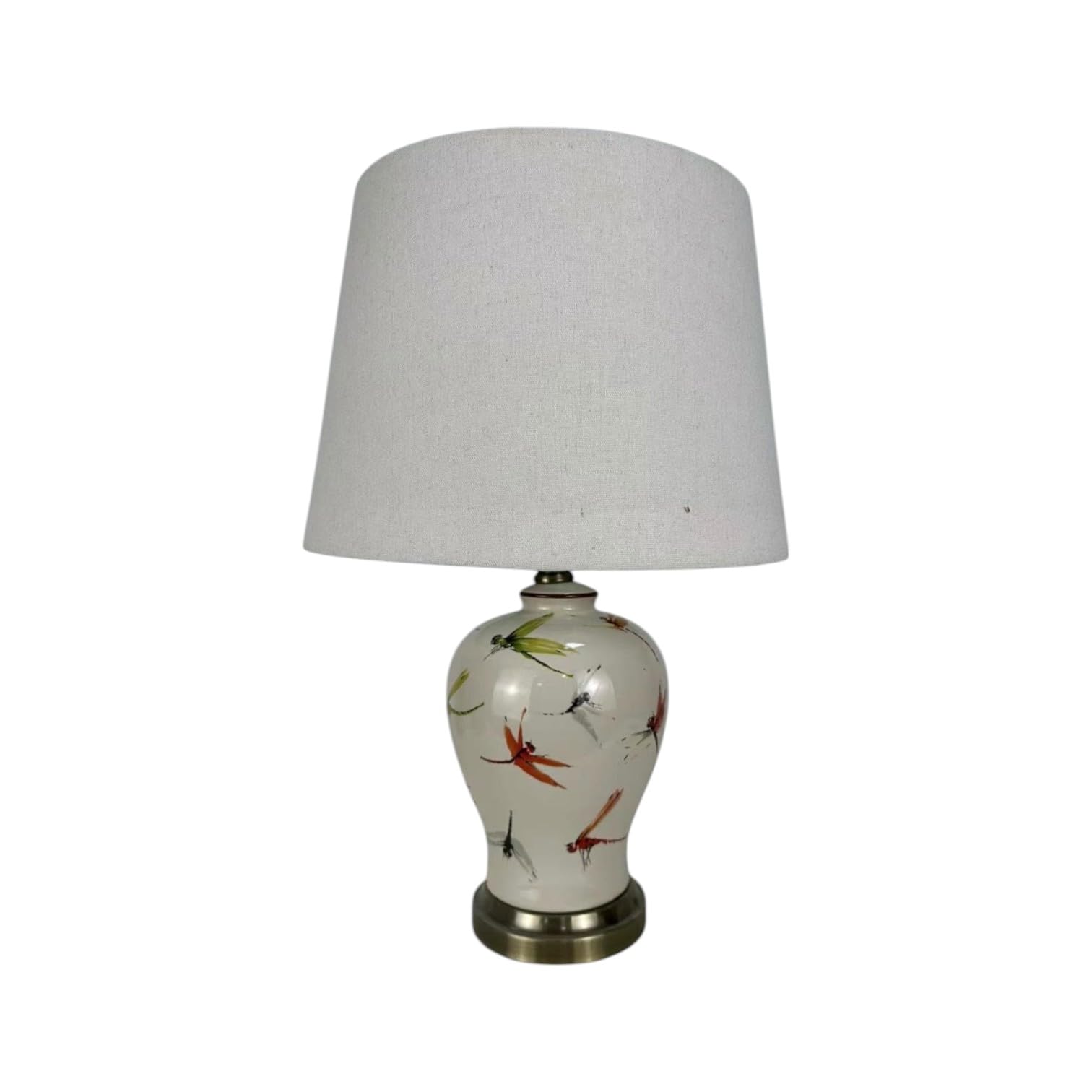 AcaciaHome Modern and Classic Oriental Design Large Floral Ceramic Table Lamp with Drum Shade - Perfect Stylish and Functional Hall Light for Living Room. Bedroom (65cm Butterfly Design)
