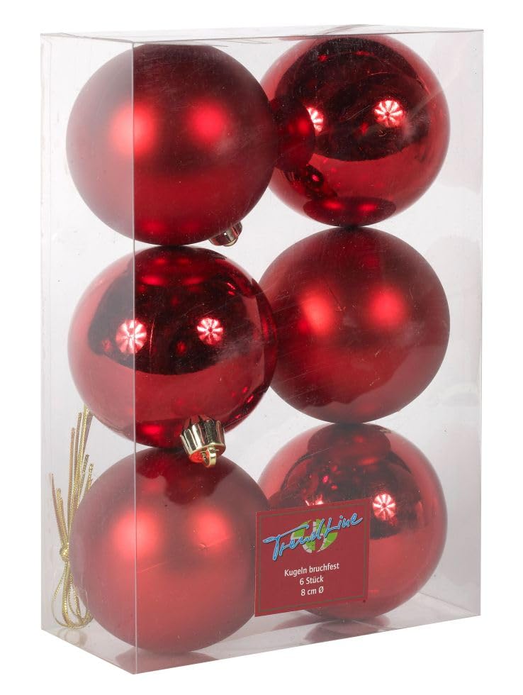 TrendLine Christbaumkugeln 6 Kugeln Ø 8 cm Rot Weihnachtskugeln...