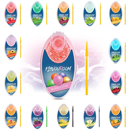Flavouroom - 100 cápsulas sabor a chicle | Capsulas aromaticas para un sabor inolvidable | incluye caja para guardar las bolas Bubble Gum Click Pods