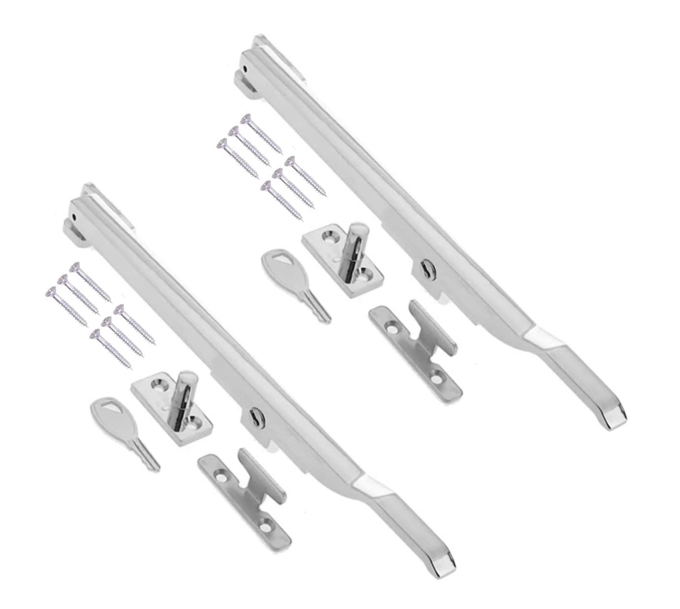 Cuchara abatible para ventana de 250 mm TERF: pack de 2 compases resistentes en cromo pulido 6