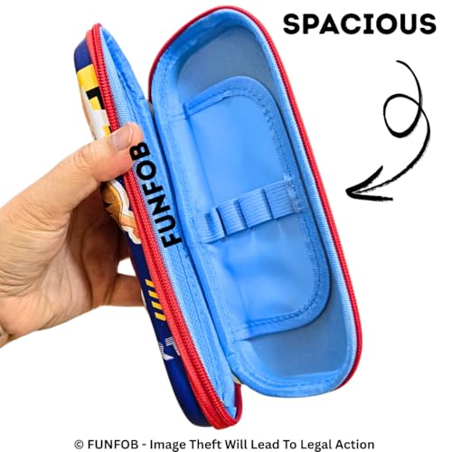 Image of FUNFOB Anime Pencil Box for School College for Pen Pencil Stationery Products | L-uffy Red Blue Punch