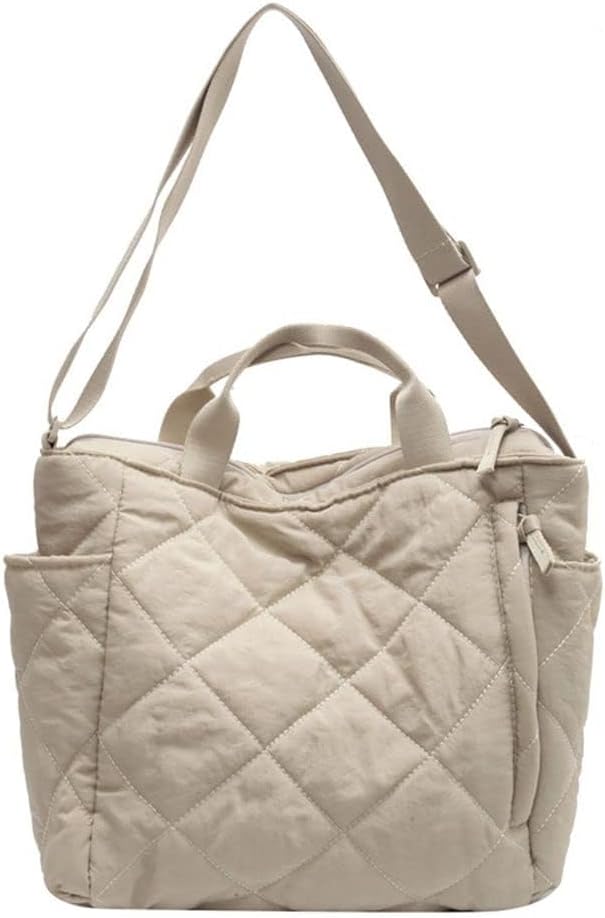 GRPKSSIB Quilted Tote Bag for Women Lightweight Puffer Shoulder Bag Hobo Crossbody Bag Casual Nylon Padding Handbags